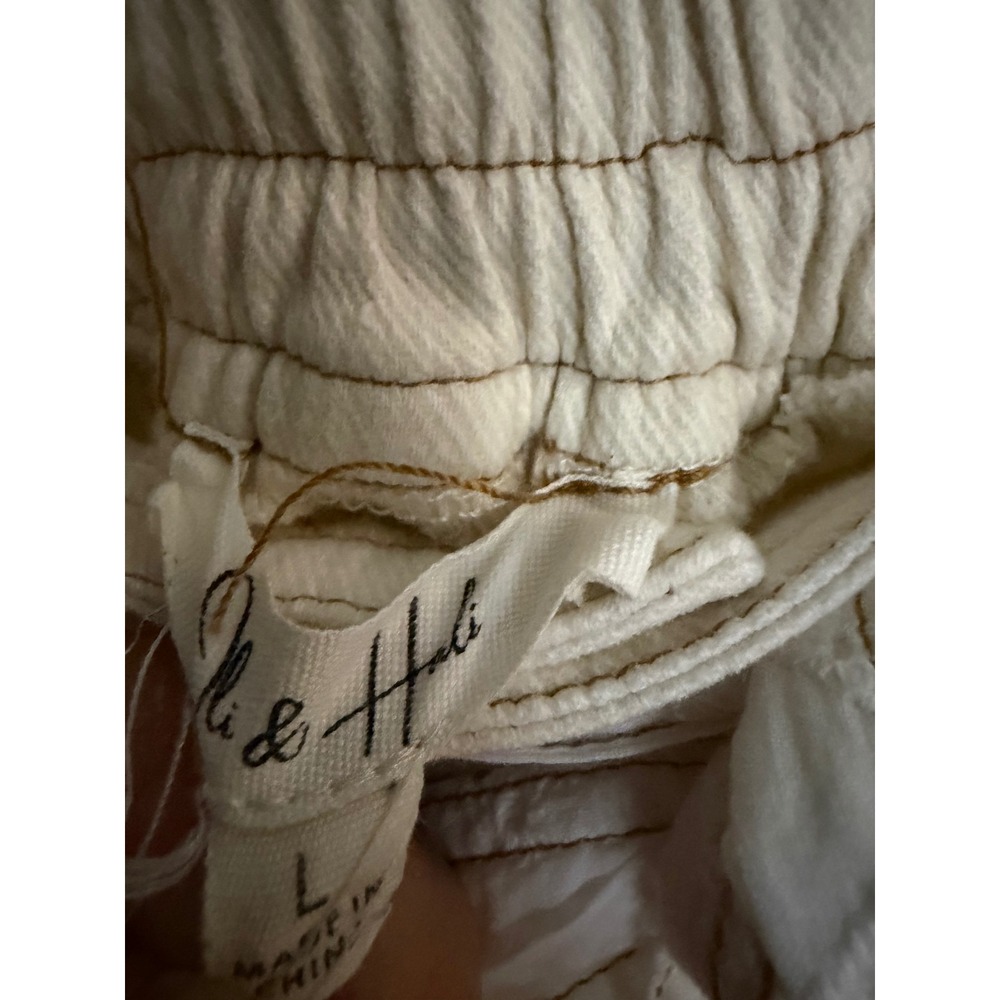 Ali & Hali Women Ivory Patchwork Crochet Eyelet Lace Boho Jogger Pants Large - Picture 6 of 11